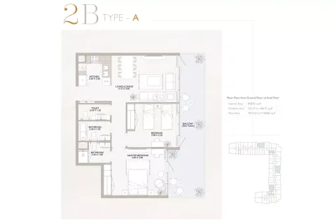 Floor plan, 2 Beds, 1,168 sq ft