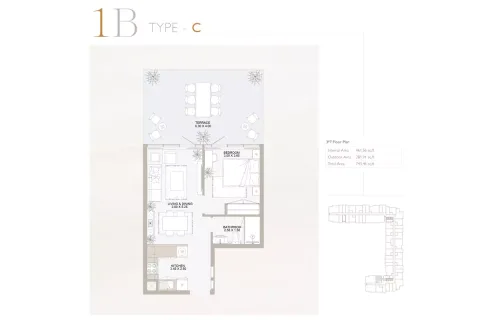 Floor plan, 1 Bed, 743 sq ft