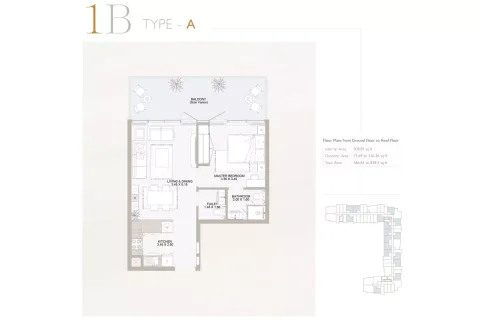 Floor plan, 1 Bed, 838 sq ft