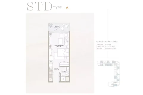 Floor plan, Studio, 545 sq ft