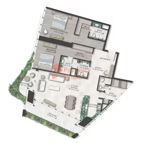 Floor plan, 2 Beds, 1,756 sq ft