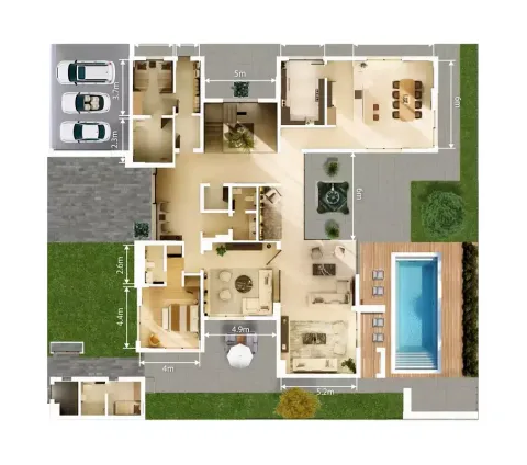 Floor plan, 6 Beds, 8,769 sq ft