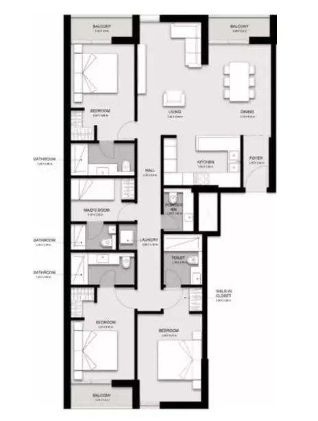 Floor plan, 3 Beds, 1,797 sq ft