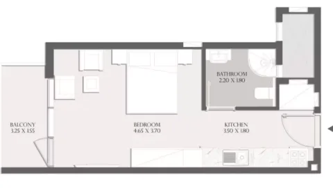 Floor plan, Studio, 396 sq ft