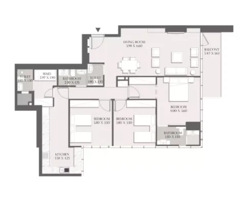 Floor plan, 3 Beds, 1,515 sq ft