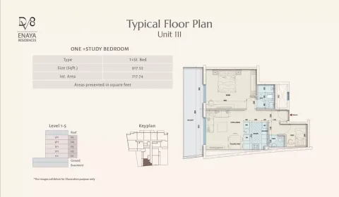 Floor plan, 1 Bed, 917 sq ft
