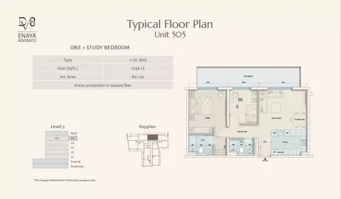 Floor plan, 1 Bed, 1,056 sq ft