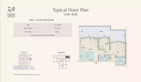 Floor plan, 1 Bed, 1,151 sq ft