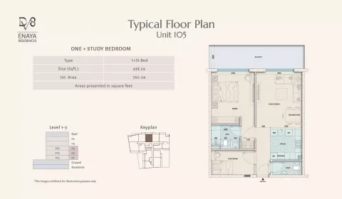 Floor plan, 1 Bed, 938 sq ft