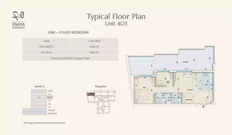 Floor plan, 1 Bed, 1,143 sq ft