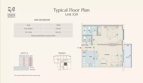 Floor plan, 1 Bed, 776 sq ft