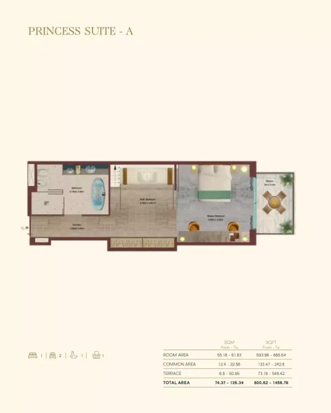 Floor plan, 1 Bed, 800 sq ft
