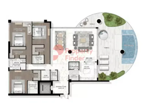 Floor plan, 3 Beds, 0 sq ft