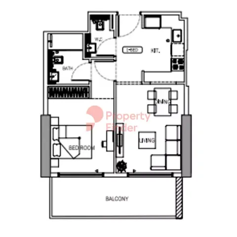 Floor plan, 1 Bed, 0 sq ft