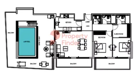 Floor plan, 2 Beds, 0 sq ft