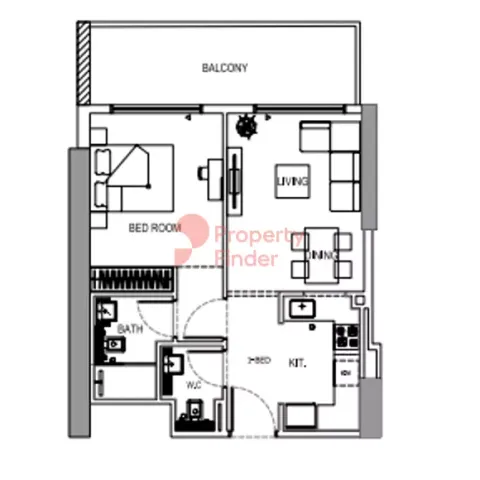 Floor plan, 1 Bed, 0 sq ft