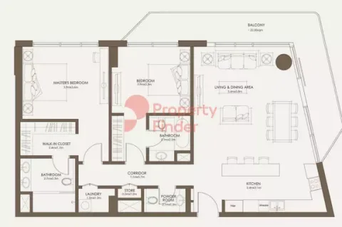 Floor plan, 2 Beds, 0 sq ft