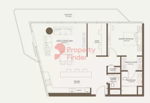 Floor plan, 1 Bed, 0 sq ft