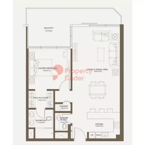 Floor plan, 1 Bed, 0 sq ft