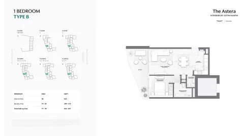 Floor plan, 1 Bed, 837 sq ft