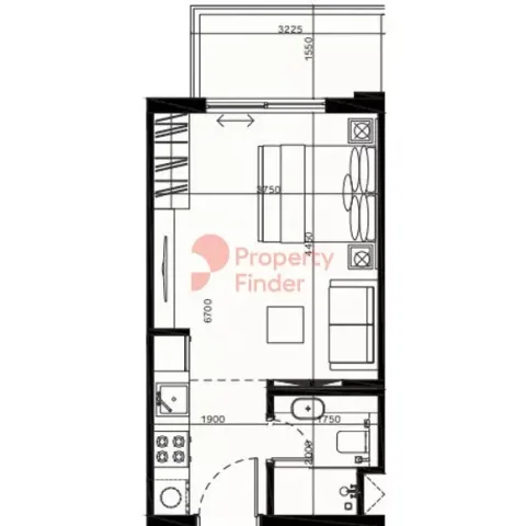 Floor plan, Studio, 354 sq ft