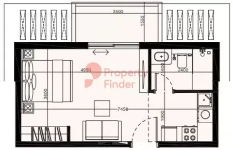 Floor plan, Studio, 400 sq ft