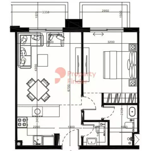 Floor plan, 1 Bed, 659 sq ft