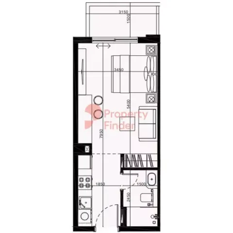 Floor plan, Studio, 388 sq ft