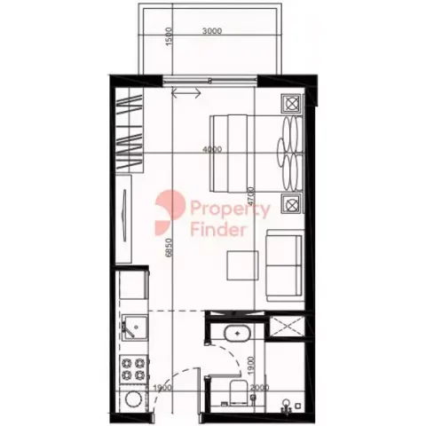 Floor plan, Studio, 382 sq ft