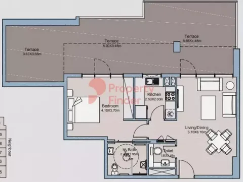 Floor plan, 1 Bed, 1,275 sq ft