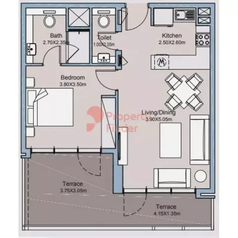 Floor plan, 1 Bed, 790 sq ft