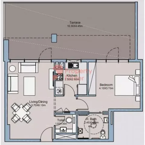 Floor plan, 1 Bed, 1,160 sq ft