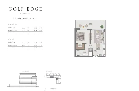Floor plan, 1 Bed, 957 sq ft