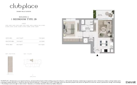 Floor plan, 1 Bed, 693 sq ft