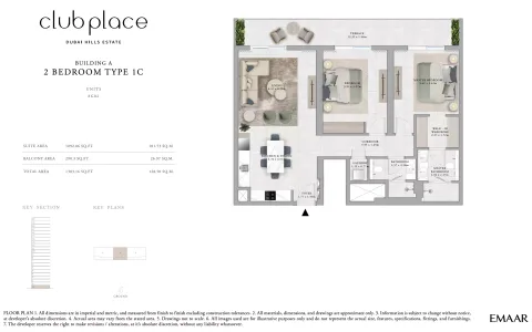 Floor plan, 2 Beds, 1,383 sq ft