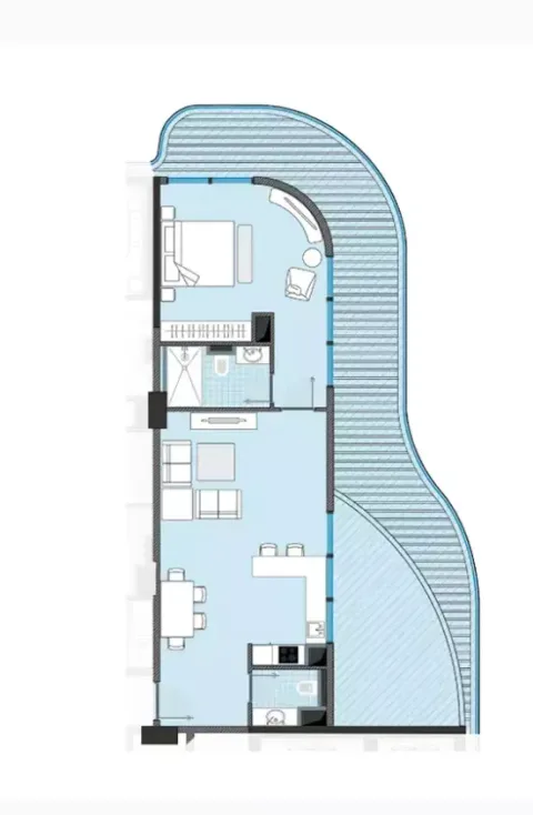 Floor plan, 1 Bed, 945 sq ft
