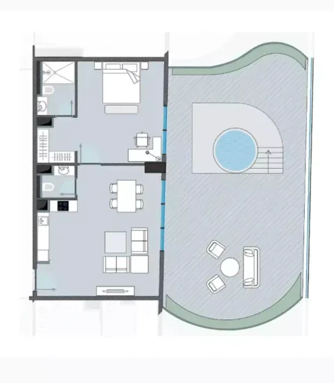 Floor plan, 1 Bed, 1,720 sq ft