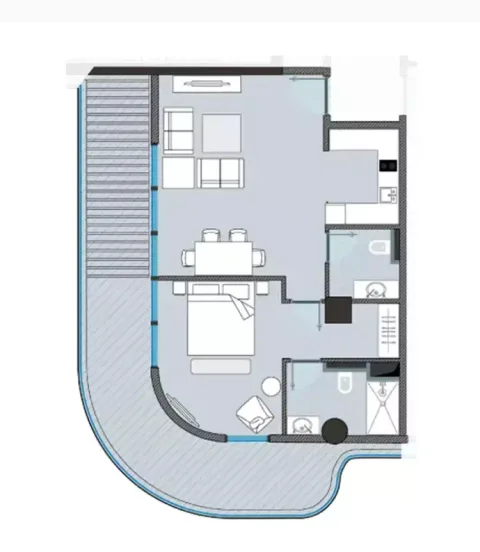 Floor plan, 1 Bed, 833 sq ft