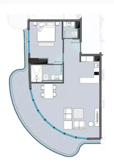 Floor plan, 1 Bed, 961 sq ft