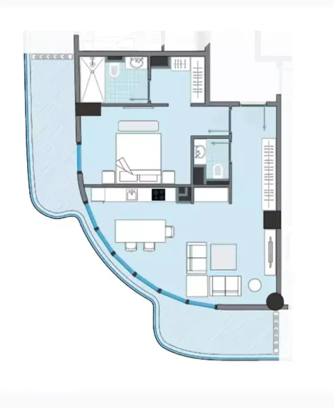 Floor plan, 1 Bed, 928 sq ft
