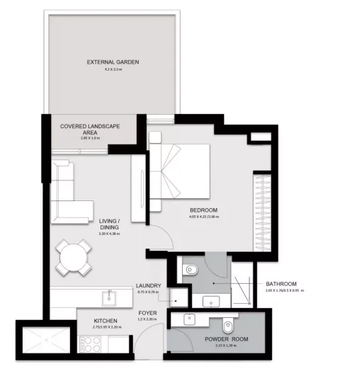 Floor plan, 1 Bed, 777 sq ft