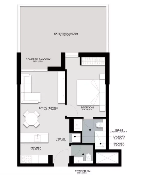 Floor plan, 1 Bed, 772 sq ft