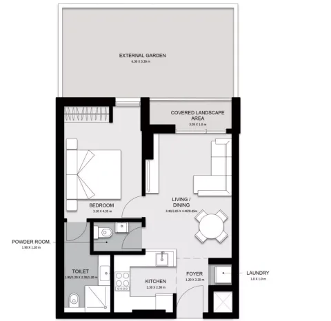 Floor plan, 1 Bed, 791 sq ft