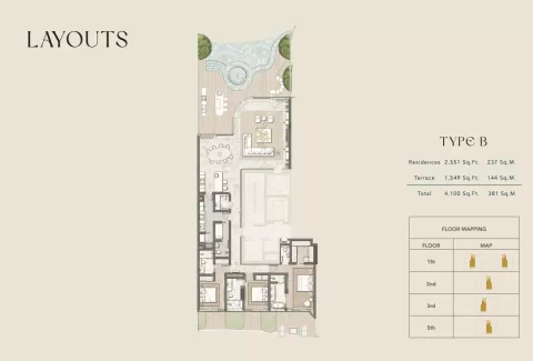 Floor plan, 3 Beds, 4,100 sq ft