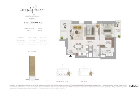 Floor plan, 2 Beds, 1,196 sq ft