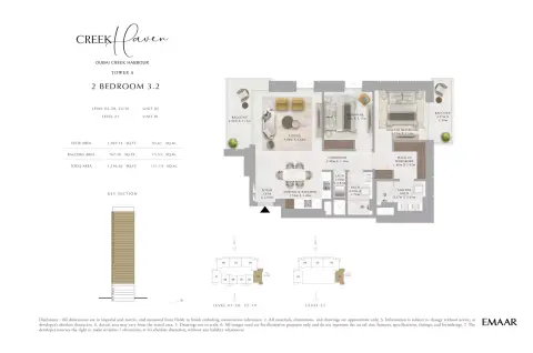 Floor plan, 2 Beds, 1,196 sq ft