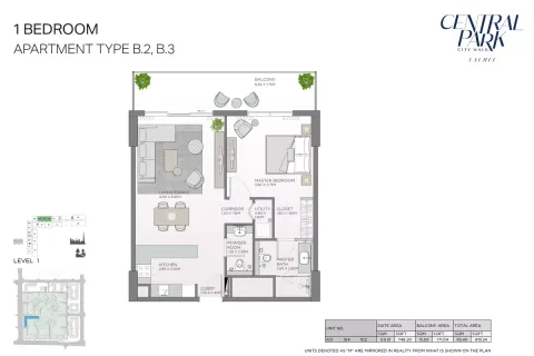 Floor plan, 1 Bed, 919 sq ft