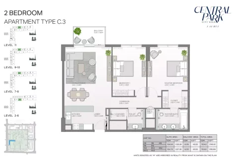 Floor plan, 2 Beds, 1,192 sq ft