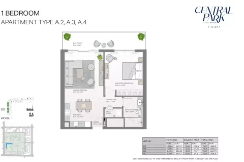 Floor plan, 1 Bed, 858 sq ft