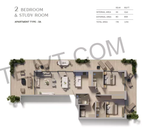 Floor plan, 2 Beds, 1,919 sq ft